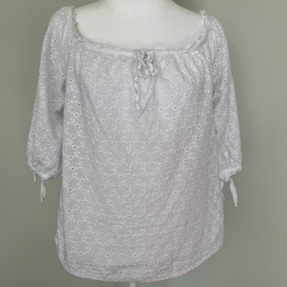 Off the shoulder eyelet top